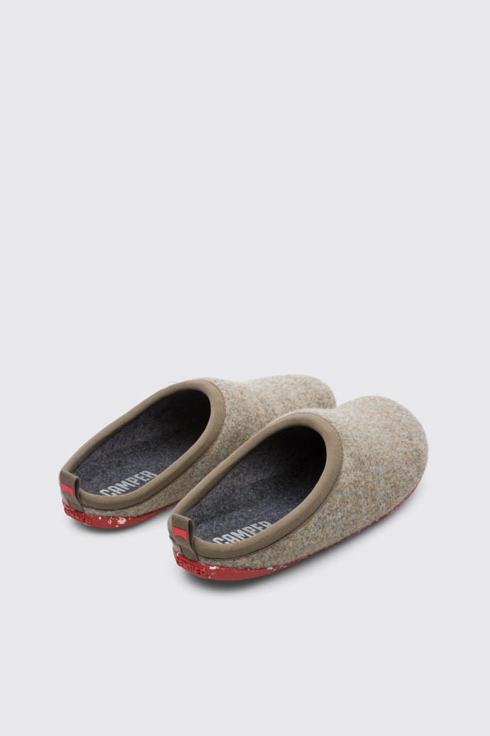 Back view of Wabi Light grey wool woman's slipper