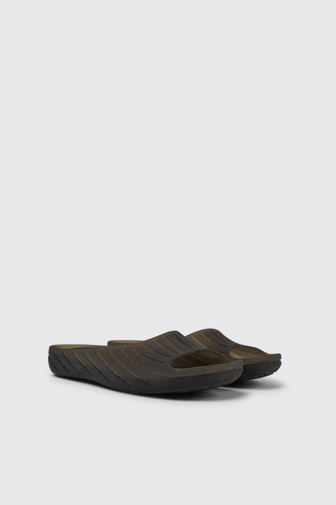 Front view of Wabi Black monomaterial sandals for women