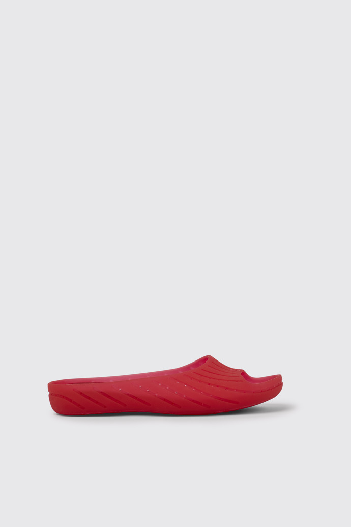 Side view of Wabi Red monomaterial sandals for women