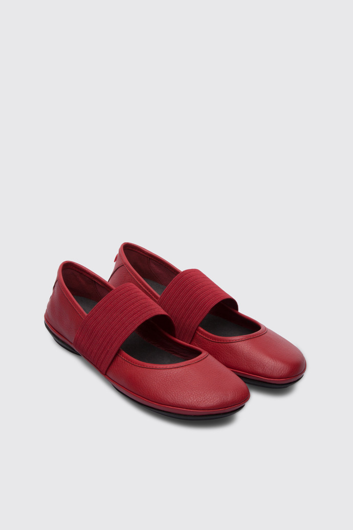 Front view of Right Red Ballerinas for Women