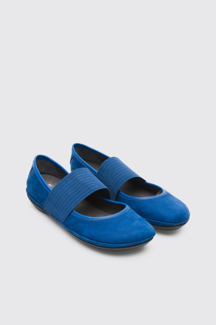 Front view of Right Blue Ballerinas for Women