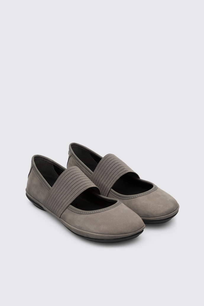 Front view of Right Grey Ballerinas for Women