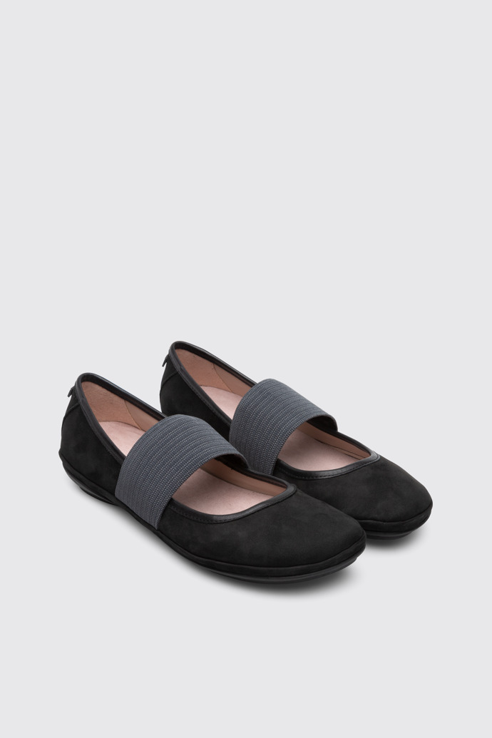 Front view of Right Black Ballerinas for Women