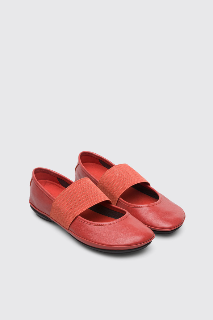 Front view of Right Red ballerina shoe for women