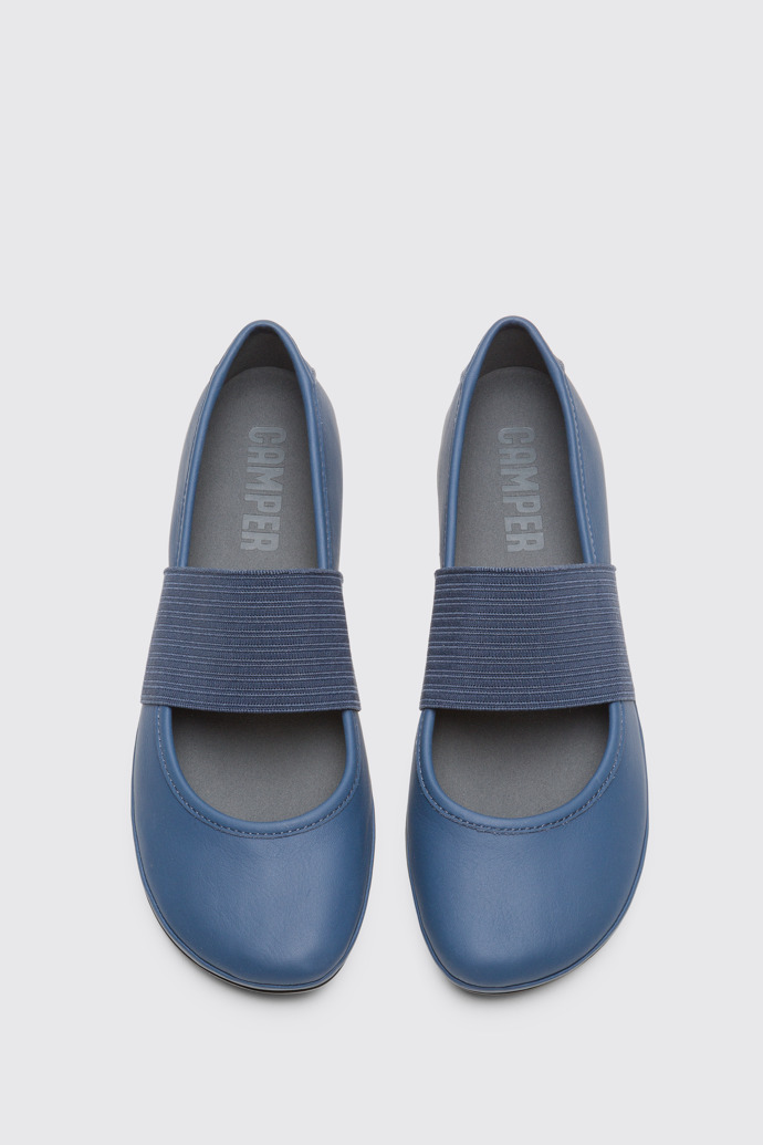 Overhead view of Right Blue ballerina shoe for women