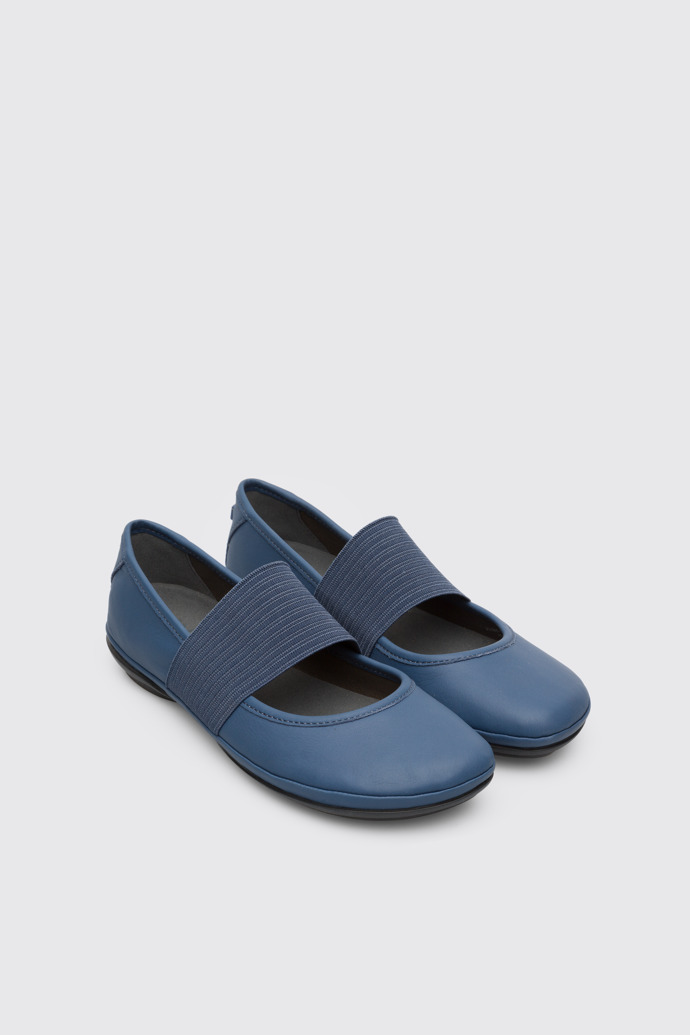 Front view of Right Blue ballerina shoe for women