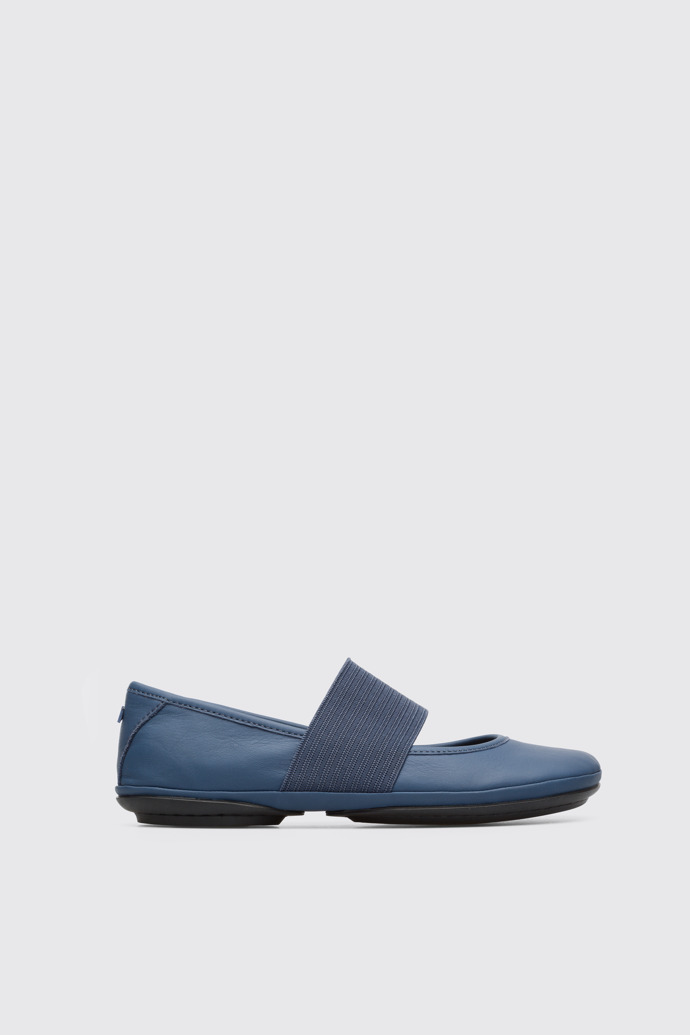 Side view of Right Blue ballerina shoe for women