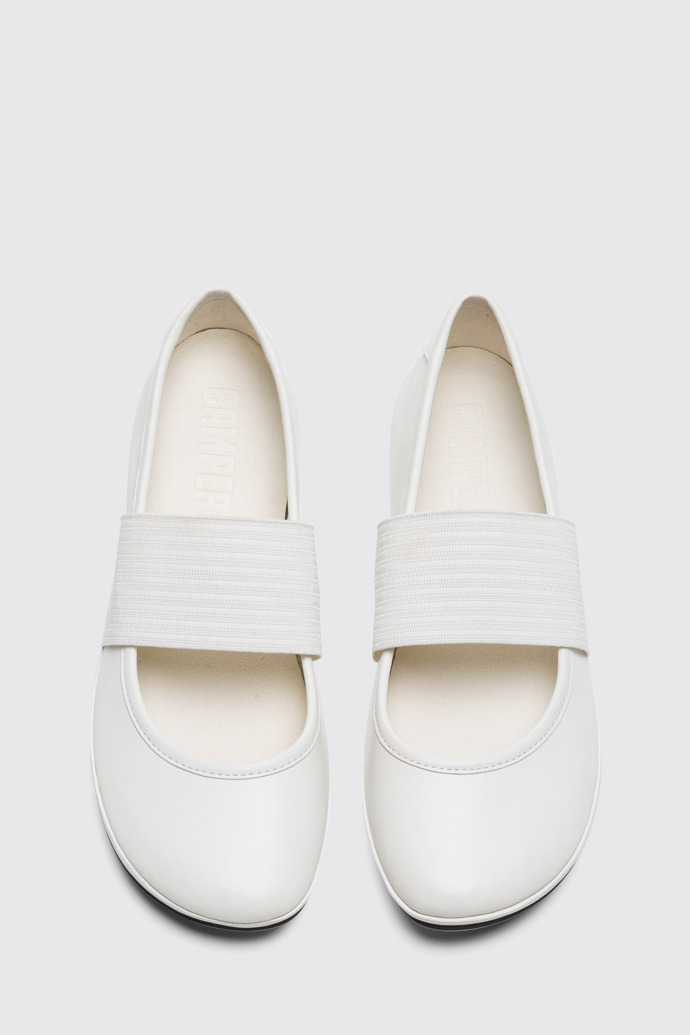 Overhead view of Right White ballerina shoe for women