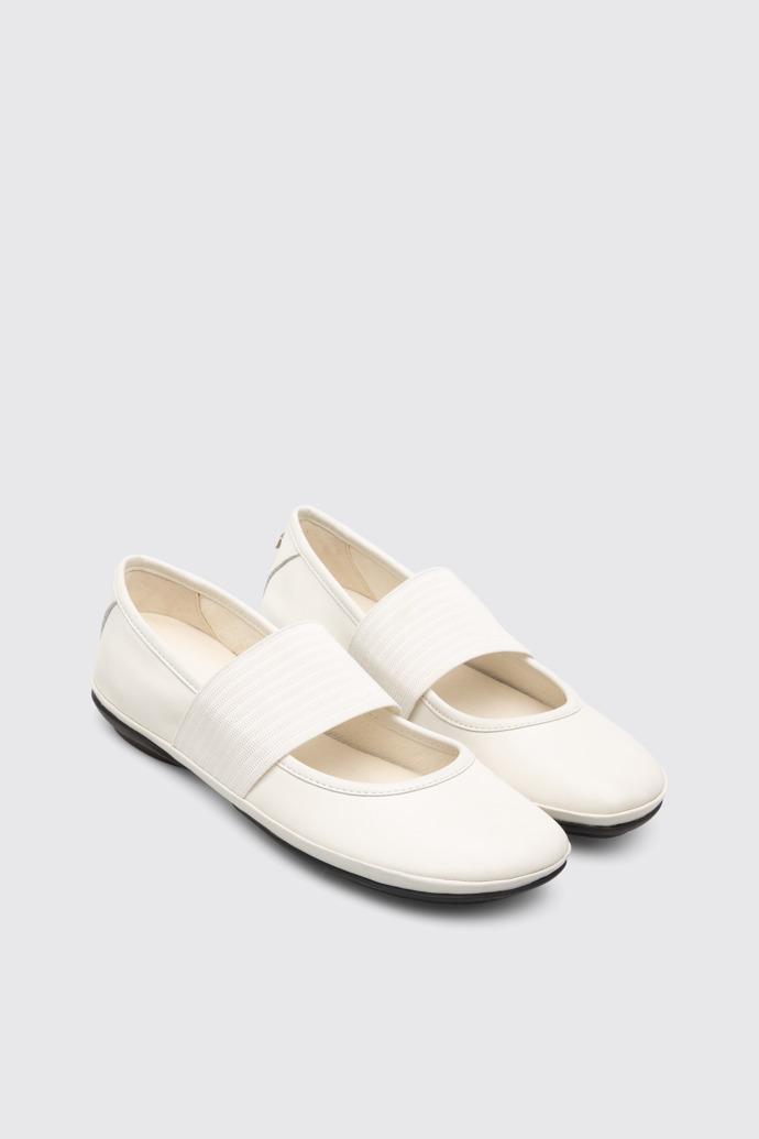 Front view of Right White ballerina shoe for women