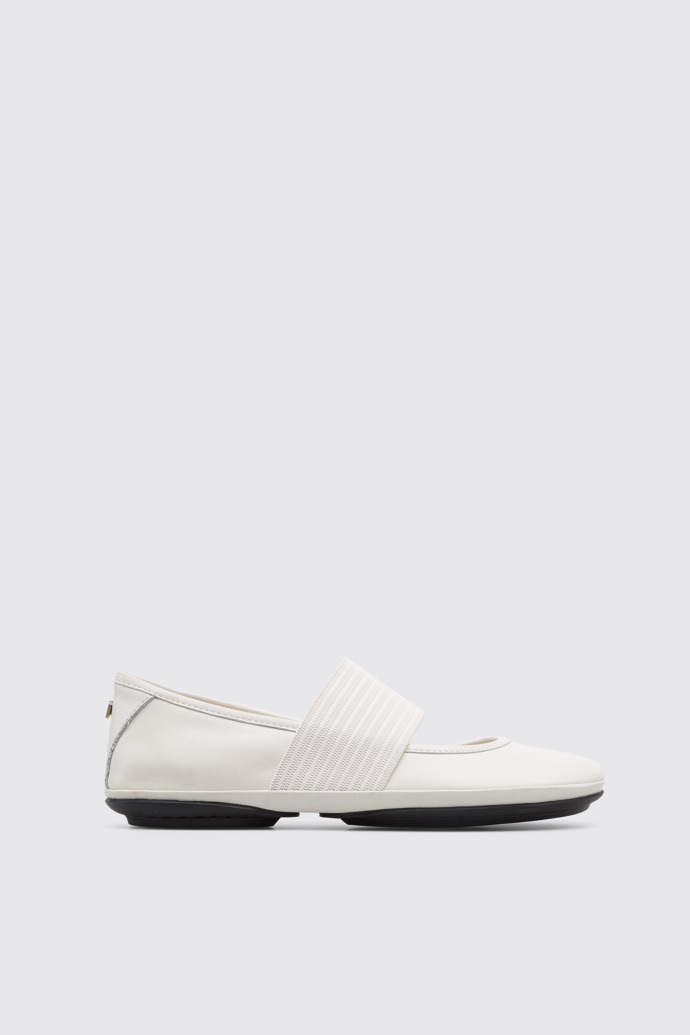 Side view of Right White ballerina shoe for women