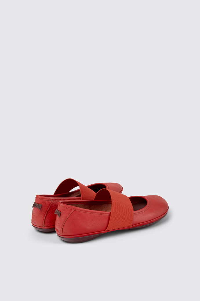 Back view of Right Red leather shoes for women