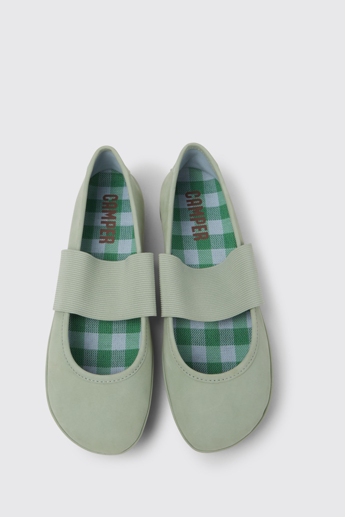 Overhead view of Right Green nubuck shoes for women