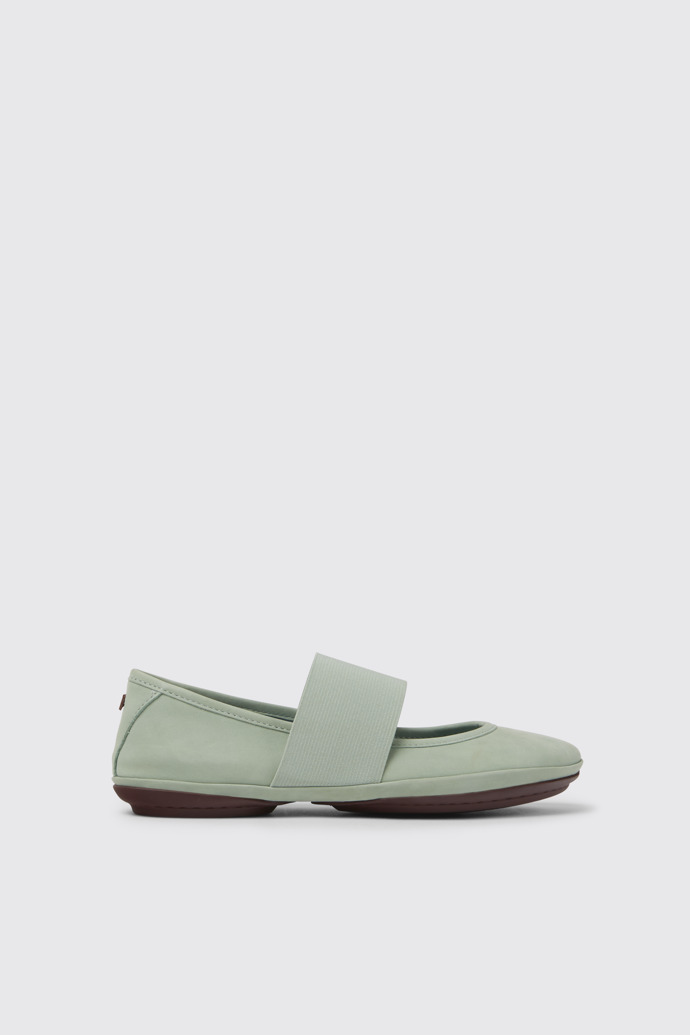 Side view of Right Green nubuck shoes for women
