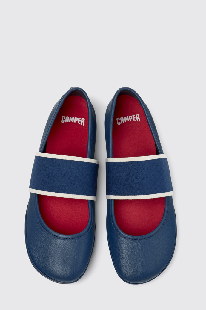 Overhead view of Right Nina Blue Leather Ballerinas for Women.