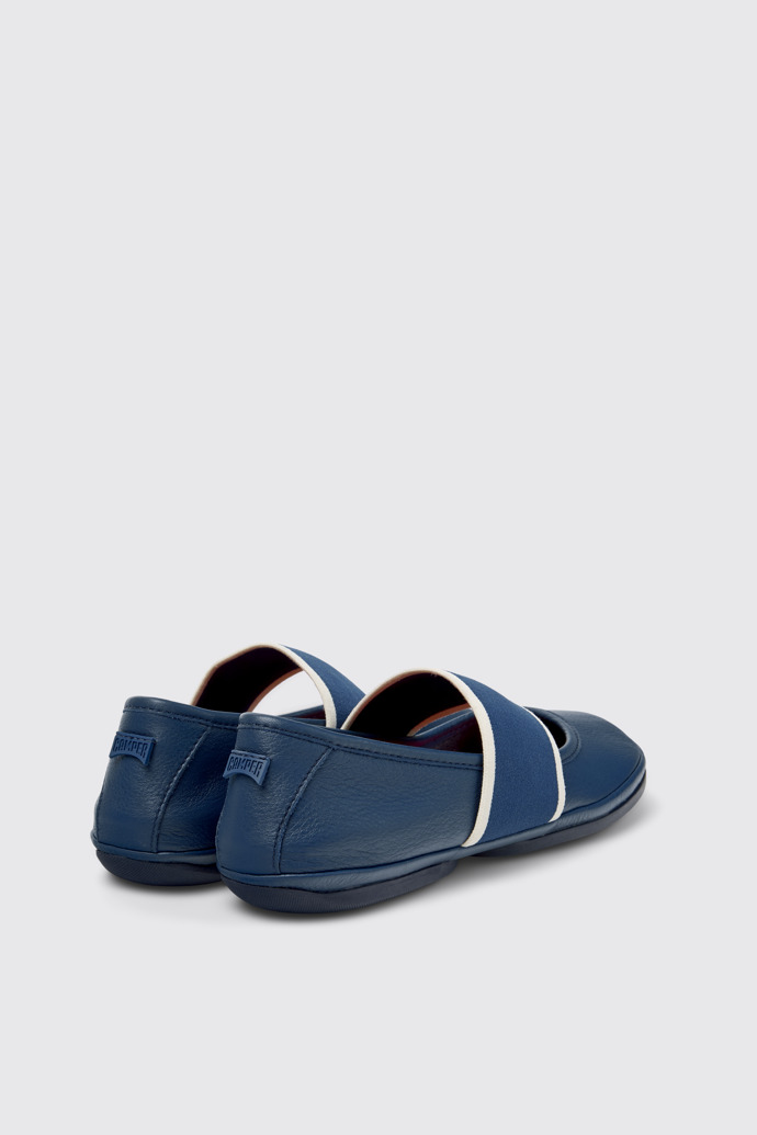 Back view of Right Nina Blue Leather Ballerinas for Women.