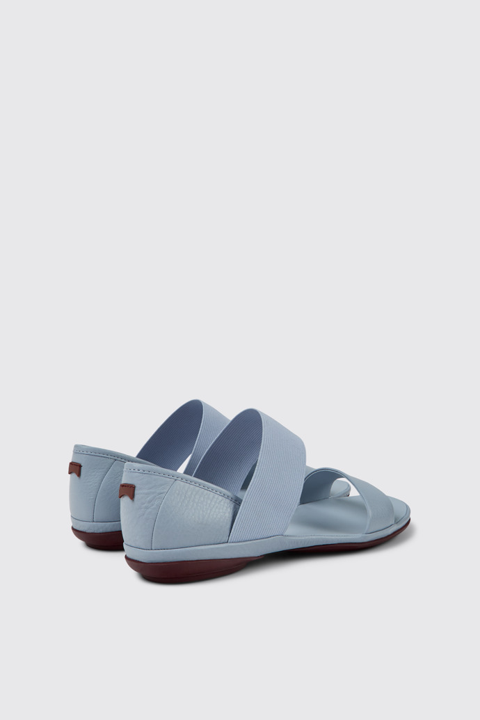 Back view of Right Blue leather sandals for women