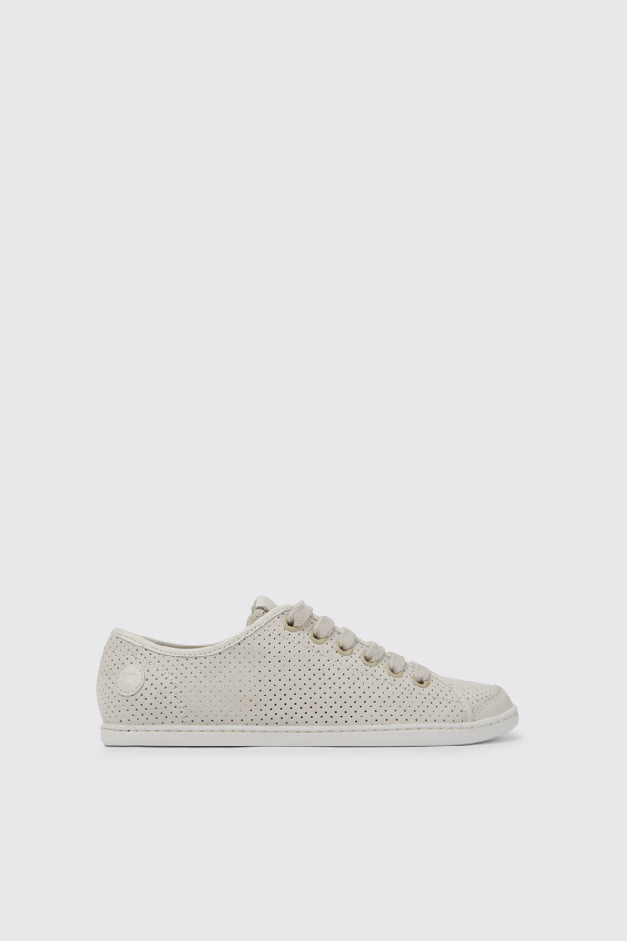 Uno Tenis de piel en color beige y blanco para mujer
