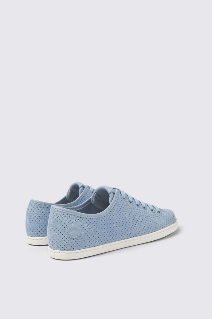 Back view of Uno Blue nubuck and leather sneakers for women