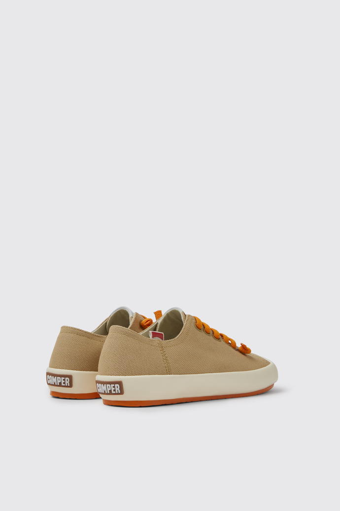 Back view of Peu Rambla Beige recycled cotton sneakers for women