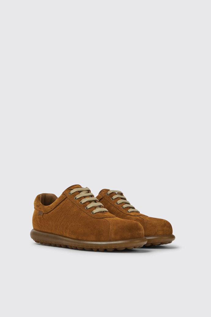 Front view of Pelotas Brown nubuck sneakers for women