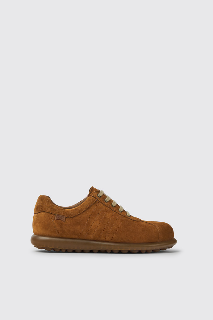 Side view of Pelotas Brown nubuck sneakers for women