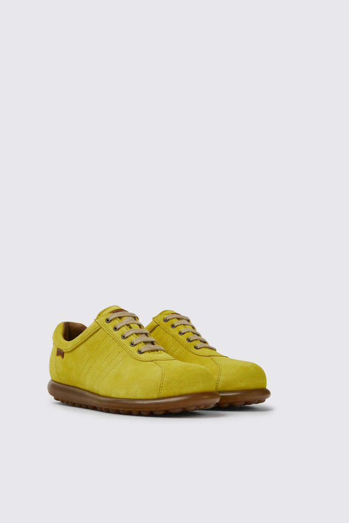 Front view of Pelotas Yellow nubuck sneakers for women