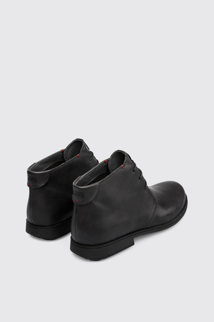 Back view of Mil Black Ankle Boots for Men