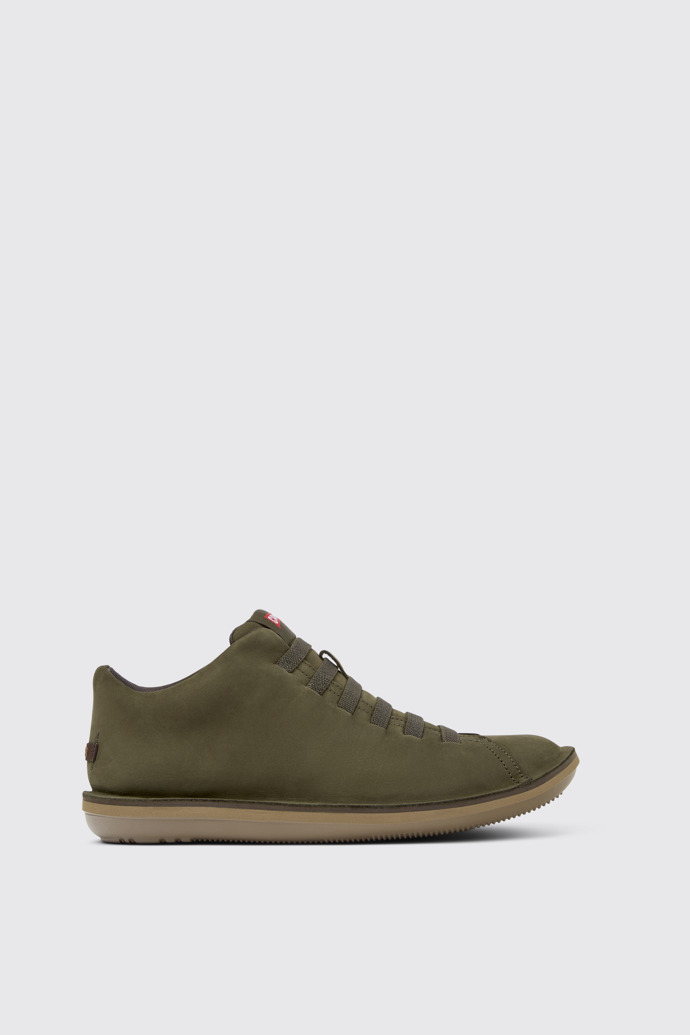 Image of Side view of Beetle Green Nubuck Ankle Boots for Men.
