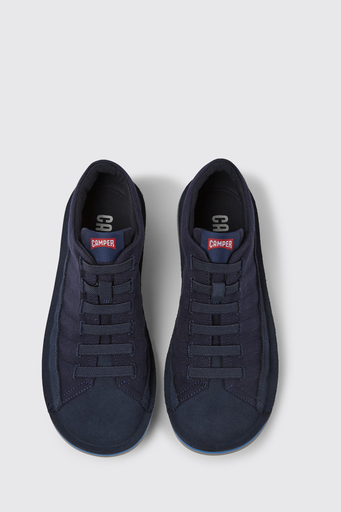 Overhead view of Beetle Blue nubuck sneakers for men