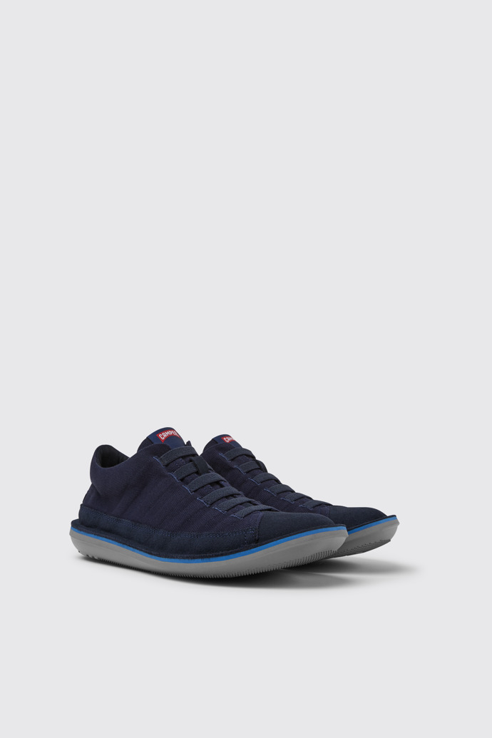 Front view of Beetle Blue nubuck sneakers for men