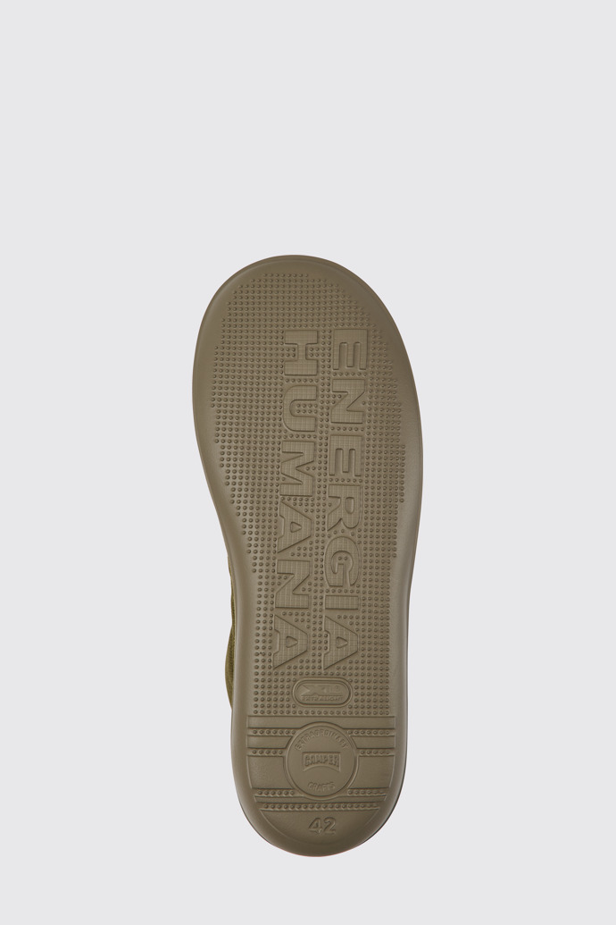 The sole of Beetle Green nubuck sneakers for men