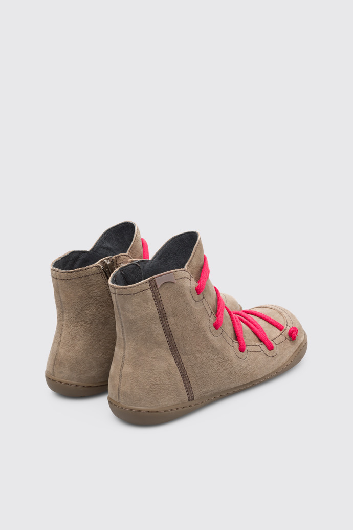 Back view of Peu Brown Gray Ankle Boots for Women