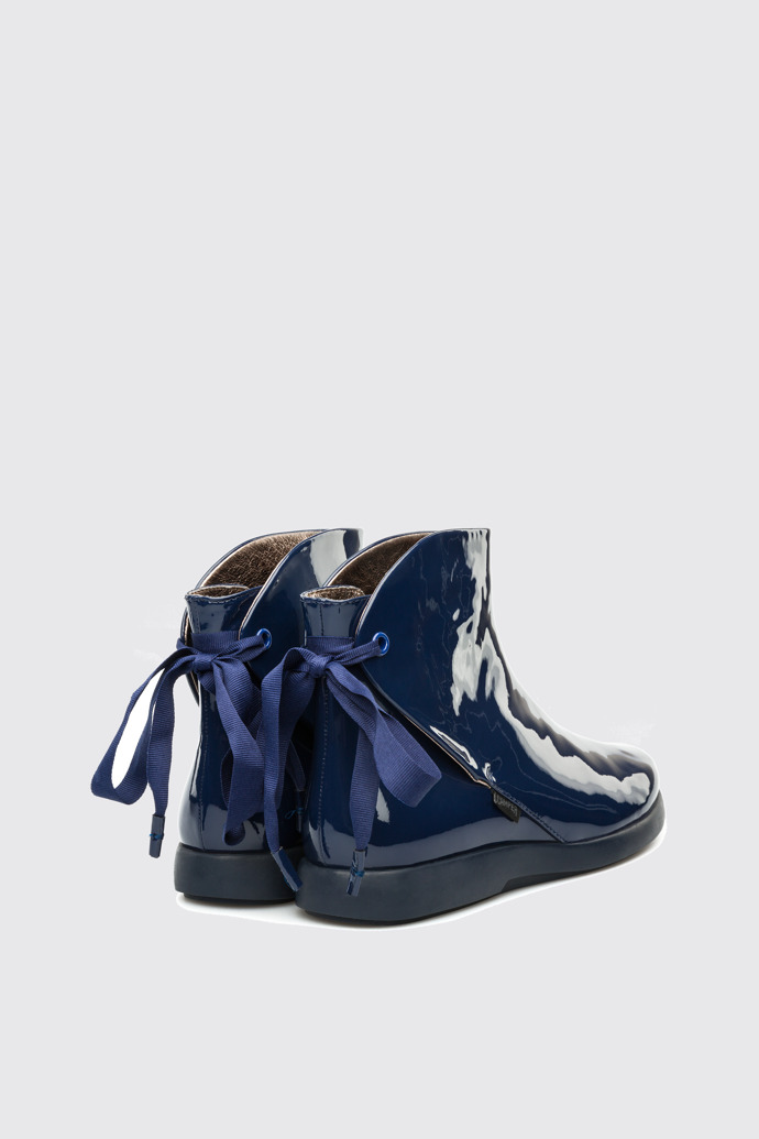 Blue patent 2025 leather boots