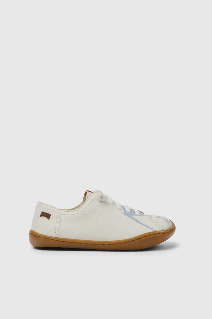 Side view of Twins White printed leather shoes for kids
