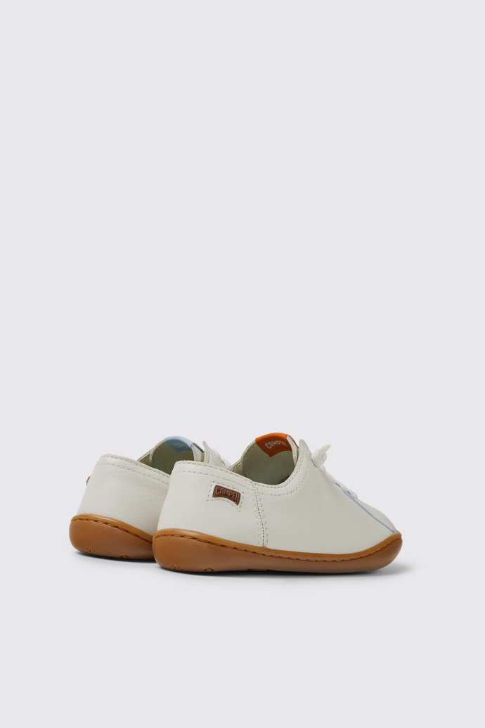 Back view of Twins White printed leather shoes for kids