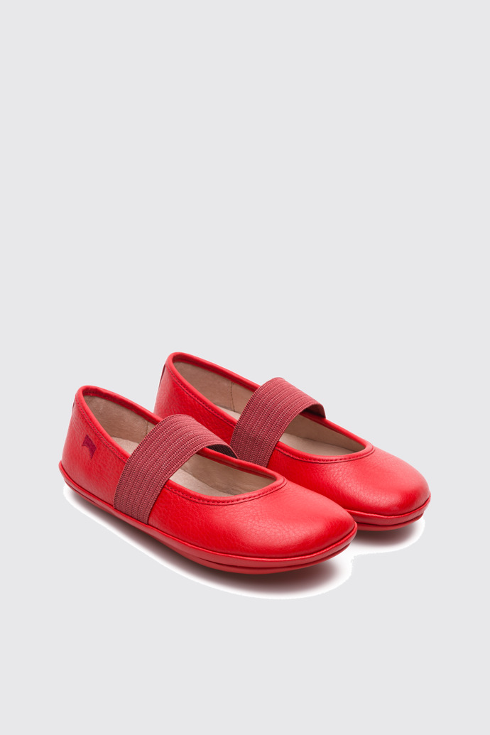 Front view of Right Red Ballerinas for Kids