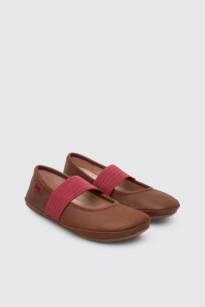 Front view of Right Brown Ballerinas for Kids