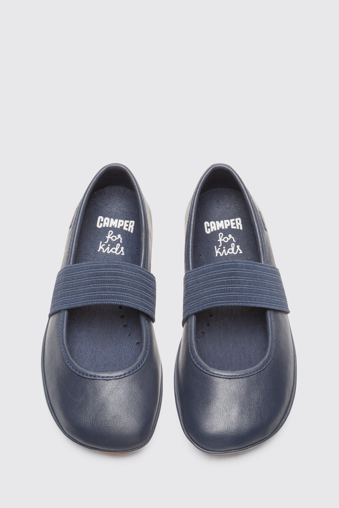 Overhead view of Right Navy ballerina shoe for girls