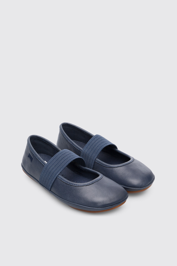 Front view of Right Navy ballerina shoe for girls
