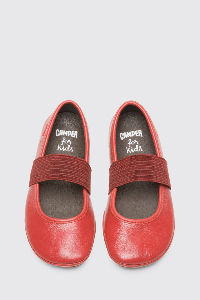 Overhead view of Right Red ballerina shoe for girls