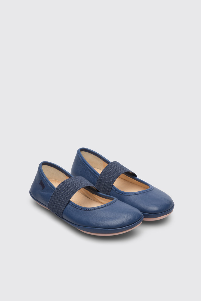 Front view of Right Blue ballerina shoe for girls