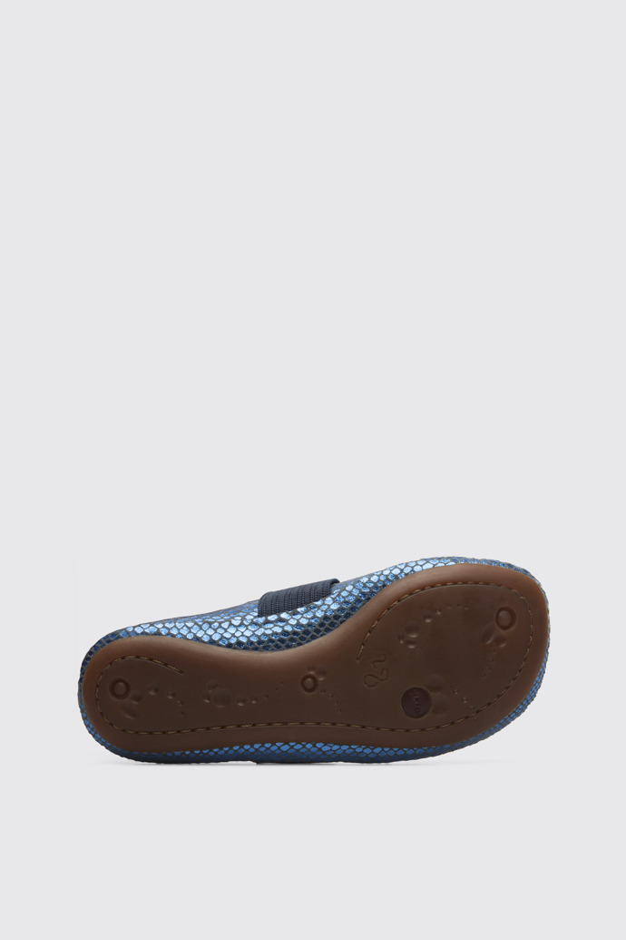 The sole of Right Metallic blue ballerina shoe for girls