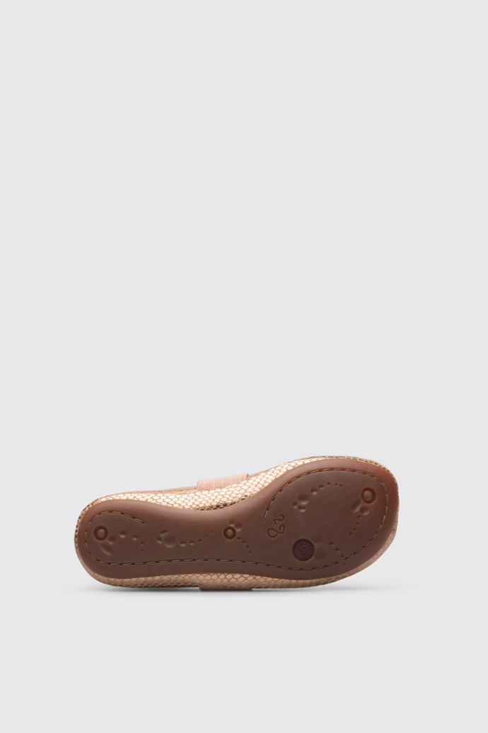 The sole of Right Metallic pink ballerina shoe for girls