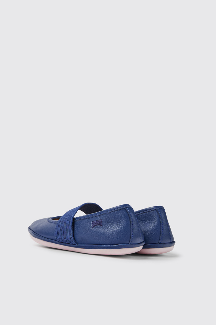 Back view of Right Blue leather ballerinas for girls