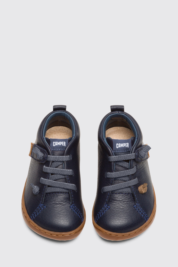 Overhead view of Peu Navy ankle boot for boys