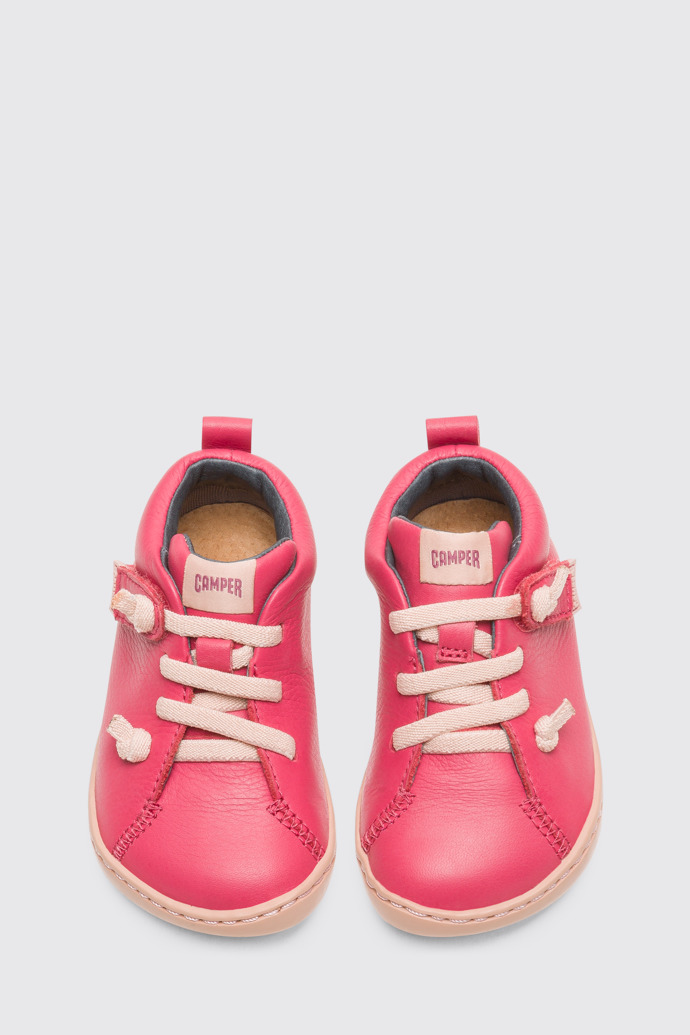Overhead view of Peu Pink ankle boot for girls