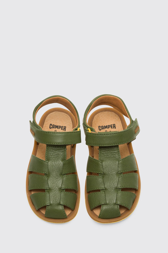 Overhead view of Bicho Green open sandal for kids