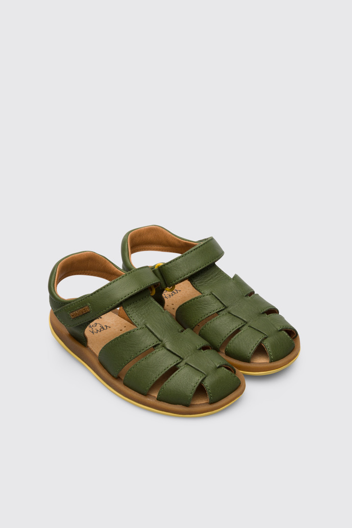 Front view of Bicho Green open sandal for kids