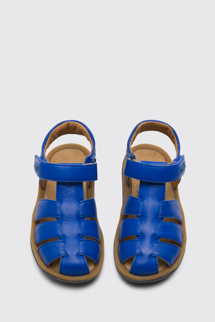 Overhead view of Bicho Blue open sandal for kids