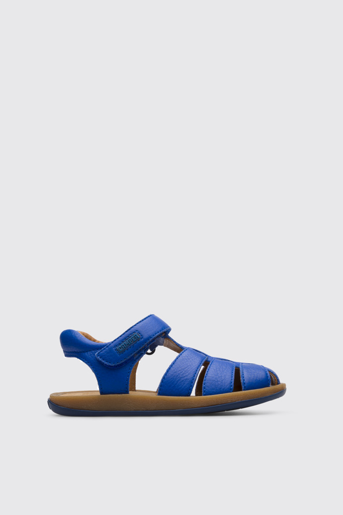 Side view of Bicho Blue open sandal for kids